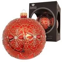 Krebs Glas Lauscha Weihnachtskugel Jugendstil Rot, 10cm
