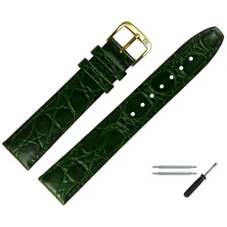 MARBURGER Uhrenarmband 14mm Leder Kroko (Caiman) Prägung grün