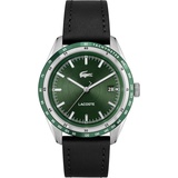 Lacoste Quarzuhr EVERETT, 2011292, Armbanduhr, Herrenuhr, Damenuhr, Datum, Lederarmband schwarz