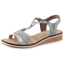 Rieker Riemchensandale Damen Hellblau/Rosé/Silberfarben 40