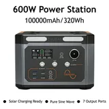 Powerstation Akkukraftwerk - 600W 320Wh - 1x 220V EU-Steckdose - 100000 mAh Li-Po - Solarpanel nicht enthalten - Für Notstrom & Camping