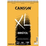 Canson XL, Bristol Papier, sehr glattes Papier, 180 g/m2, an der kurzen Seite spiralgebundener Block, DIN A4 21 x 29,7 cm, Extraweiß, 50 Blatt