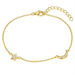 Rafaela Donata Armband Mond, Stern Sterling Silber Zirkonia in Gelbgold Armbänder & Armreife   Damen 