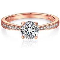 LuxusKollektion Verlobungsring Verlobungsring Damen 1 Karat Moissanite Diamant Ring Silber VVS1 D goldfarben