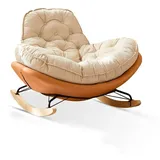 TINGMIAN Schaukelstuhl mit Breitem Sitz Gleitstuhl mit Gepolsterter Rückenlehne Und Armlehnen, Schaukelsessel mit Beinen Aus Massivholz Und Hoher Rückenlehne,For Wohnzimmer, Hotel, Schlafzimmer(Orange