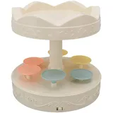 Restokki Rotierender Cupcake Ständer Rotating Dessert Stand Display, Karussell-Doppelschicht-Dessertmaschine, drehbarer Cupcake-Ständer mit 6 Tabletts 2 Tier und Musik für Hochzeit, Geburtstagsfeier