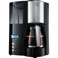 Melitta Filterkaffeemaschine Optima Timer 100801, 1l Kaffeekanne, Papierfilter 102 schwarz|silberfarben