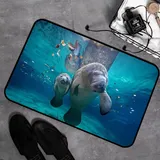 GOSUNA Memory Foam Badezimmer- 40 x 60 cm,Manatee-Mutter und Baby auf See, Florida,Badteppich Saugfähige Rutschfester Badvorleger Waschbar Badematte