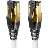 deleyCON 10m CAT8.1 LAN Kabel Patchkabel Netzwerkkabel - RJ45 LAN DSL Kabel Kupfer S/FTP Schirmung 2000 MHz 40 Gbit - CAT.8 Ethernet Kabel RJ45 Stecker vergoldet - Weiß
