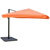 MCW Ampelschirm A96 3x3m Alu/Stahl Flap Terracotta mit Ständer