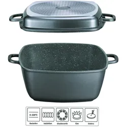 STONELINE® Multi-Eckpfanne 28 x 28 cm, mit Dampf- und Frittierfunktion, Induktion und backofengeeignet