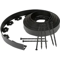 Jiubiaz Flexible Rasenkante aus Kunststoff mit 60 Befestigungstiften, Flexible Garteneinfassung Wurzelsperre Beetumrandung 20m x 5cm Kunststoff-Graseinfassung schwarz