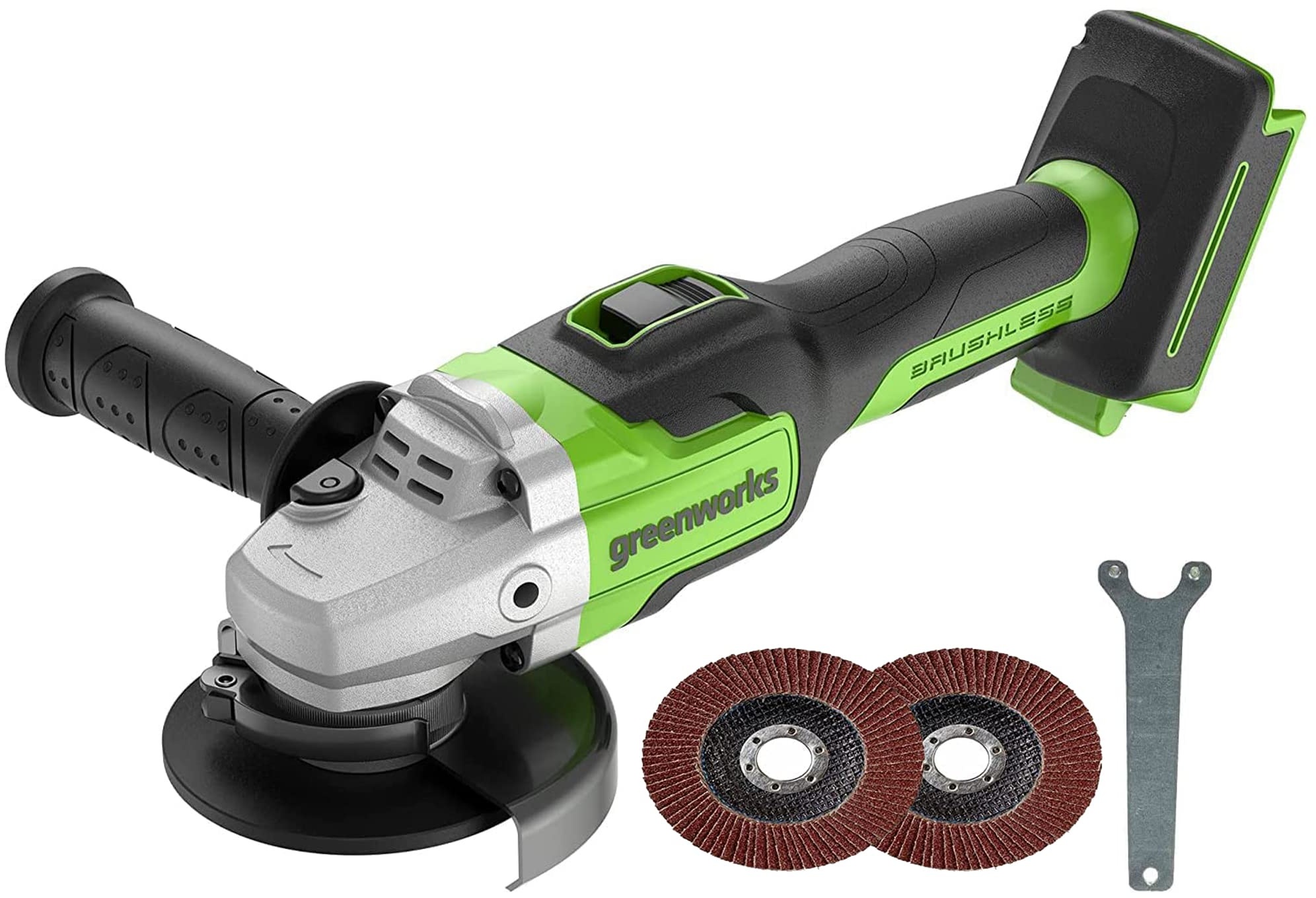 Greenworks Tools GD24AG Akku Winkelschleifer 125 mm Schneidemesser, 10500rpm, Links- oder Rechtshänder OHNE 24V Akku & Ladegerät, 3 Jahre Garantie