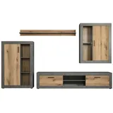 trendteam Wohnwand Salvada Eiche Evoke Coast Nachbildung anthrazit B/H/T: ca. 285x188x40 cm - Eiche, anthrazit