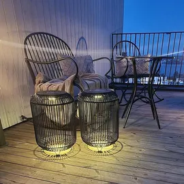 Best Season Deko-Korb Solar LED 48 cm Metall spritzwassergeschützt schwarz