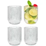 Zoha Gläser-Set Relief Crystal Glas Set - Latte Macchiato Tee Softdrink, Glas, Hitzebeständig - verschiedene Größen 280 ml | Ø 7.5 cm x 9.5 cm