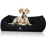 Knuffelwuff orthopädisches Hundebett Oliver, M-L - Schwarz | Easy Clean Wildlederoptik | Memory Foam | wasserabweisend waschbar | gelenkschonend robust für kleine bis große Hunde