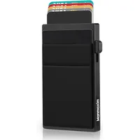 Kartenetui Herren mit Münzfach und TÜV-geprüftem RFID-Schutz, Slim Wallet Geldbörse Herren Klein Mini Portmonee Herren, Card Holder Geldbeutel Herren Kartenhalter, Wallets for Men Schwarz