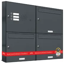 AL Briefkastensysteme 3er Briefkastenanlage Anthrazitgrau inkl. Zeitungsfach