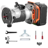 Mophorn Akku-kantenfräse Mit Bürstenlosem Motor, Kompakte Oberfräse Mit Variabler Drehzahl Und Fester Basis, 6,35 Mm Spannzange, Einhandfräse Für Holzbearbeitung, 18v, Li-ion (ohne Akku)