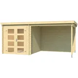 Lasita Maja Gartenhaus »Long Beach, Naturbelassen«, (Set), mit Anbau beige