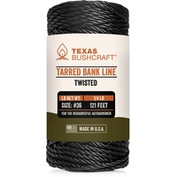 Texas Bushcraft Tarred Bankschnur-Schnur – #36 Schwarze Nylonschnur zum Angeln, Camping und Überleben im Freien – Starke, wetterbeständige Bankschnur-Seil für Trotline (1/4 Pfund, gedreht)