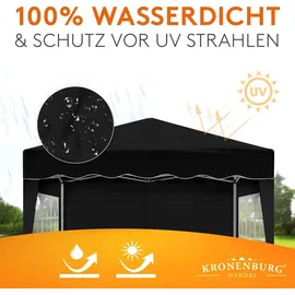 Kronenburg Handel Kronenburg Faltpavillon 3 x 3 m inkl. 4 Seitenteile Schwarz