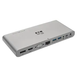 Eaton Power Quality Eaton Tripp Lite U442-DOCK4-INT laptop-dockingstation - 4K HDMI/DisplayPort, VGA, USB 3.2 Gen 1, USB-A/USB-C Hub, GbE, 100W PD Charging, International Power Kabels