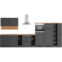 Kochstation Küche »KS-Lana«, 420 cm breit, wahlweise mit oder ohne E-Geräte, grau