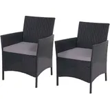 Hegele - 2er-set Poly-rattan Gartensessel Hamar, Korbsessel Anthrazit, Kissen Anthrazit