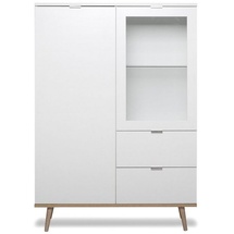 Finori Highboard "Bjarne", Weiß / Sonoma-Eiche