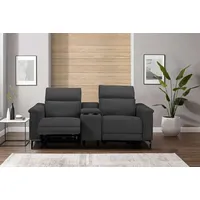 Places of Style 2-Sitzer Lund, 2er-Kinosofa, TV-Sessel, Multimedia-Sofa, USB-A, m. elektrischer o. manueller Relaxfunktion, Getränkehalter u. Staufach grau