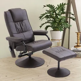 Homcom Massagesessel mit Hocker, Relaxsessel mit Liegefunktion, Massagefunktion,