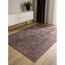 benuta Basic Waschbarer Teppich George - Multicolor/Rot 60x120 cm - Kunstfaser - Rechteckig & im Style: Vintage, Elegant, Retro - Pflegeleicht für Wohnzimmer Schlafzimmer