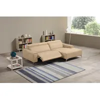 Ecksofa EGOITALIANO "Suzette, Designsofa mit hohem Sitzkomfort", beige (champagner), B:266cm H:95cm T:163cm, Leder »BULL« (echtes Rindsleder). Geschliffenes, pigmentiertes und behandeltes Rindsleder mit einer Dicke von 1, 3-1, 5 mm. Dieses Leder zeigt eine ziemlich weiche Hand mit einem halb undurchsichtigen Aussehen. Es handelt sich um ein geschütztes Leder. Eine leichte Deckschicht schützt sie vor Flecken, ohne ihre ursprünglichen Eigenschaften zu verändern. Die geschützten Leder kombinieren die Vorteile
