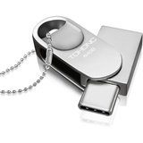 USB Stick 64GB, USB C Flash Laufwerk Mini Metall Memory Stick 2-in-1 OTG Speicherstick USB 2.0 Type C Flash Drive 64 Gbyte mit Schlüsselanhänger für PC, Mac, Laptop, TV, Auto, Typ-C Handy etc (Silber)