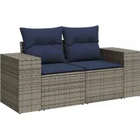 vidaXL 5-teiliges Gartensofa-Set mit Kissen, grau, Polyrattan - Grau