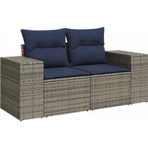 vidaXL 5-teiliges Gartensofa-Set mit Kissen, grau, Polyrattan - Grau