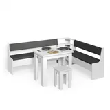 livinity® Eckbankgruppe, Weiß 210 x 180 cm mit Tisch