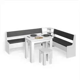 livinity® Eckbankgruppe, Weiß 210 x 180 cm mit Tisch