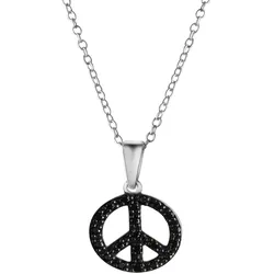 Celesta Silber Halskette 925 Silber Boho Peace Zirkoniasteine schwarz
