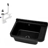 QLS Ausgussbecken Spülbecken Waschtrog Waschbecken Garage Kammer Outdoor 10845 - Schwarz