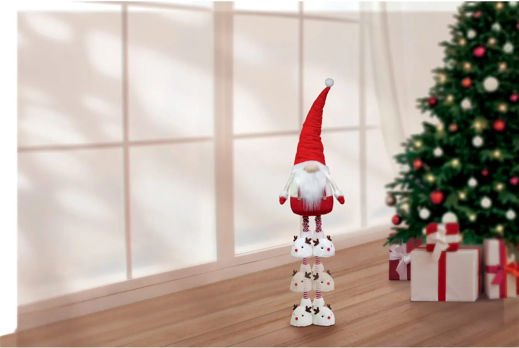 Dekor XXL Wichtel, rot/weiß