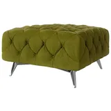 s-style möbel Chesterfield Polsterhocker River Mit Metall Füßen, Olive Samt