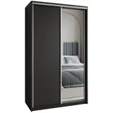 masseno Schwebetürenschrank TAVI 120 x 205 x 60 cm Schwarz
