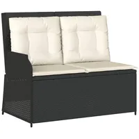 VidaXL Gartenbank Verstellbar mit Kissen Schwarz Poly Rattan
