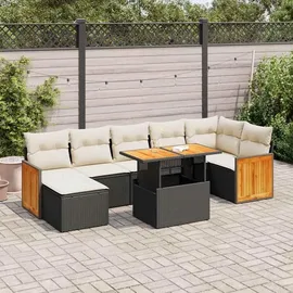 vidaXL Garten-Lounge-Set 8-tlg. schwarz
