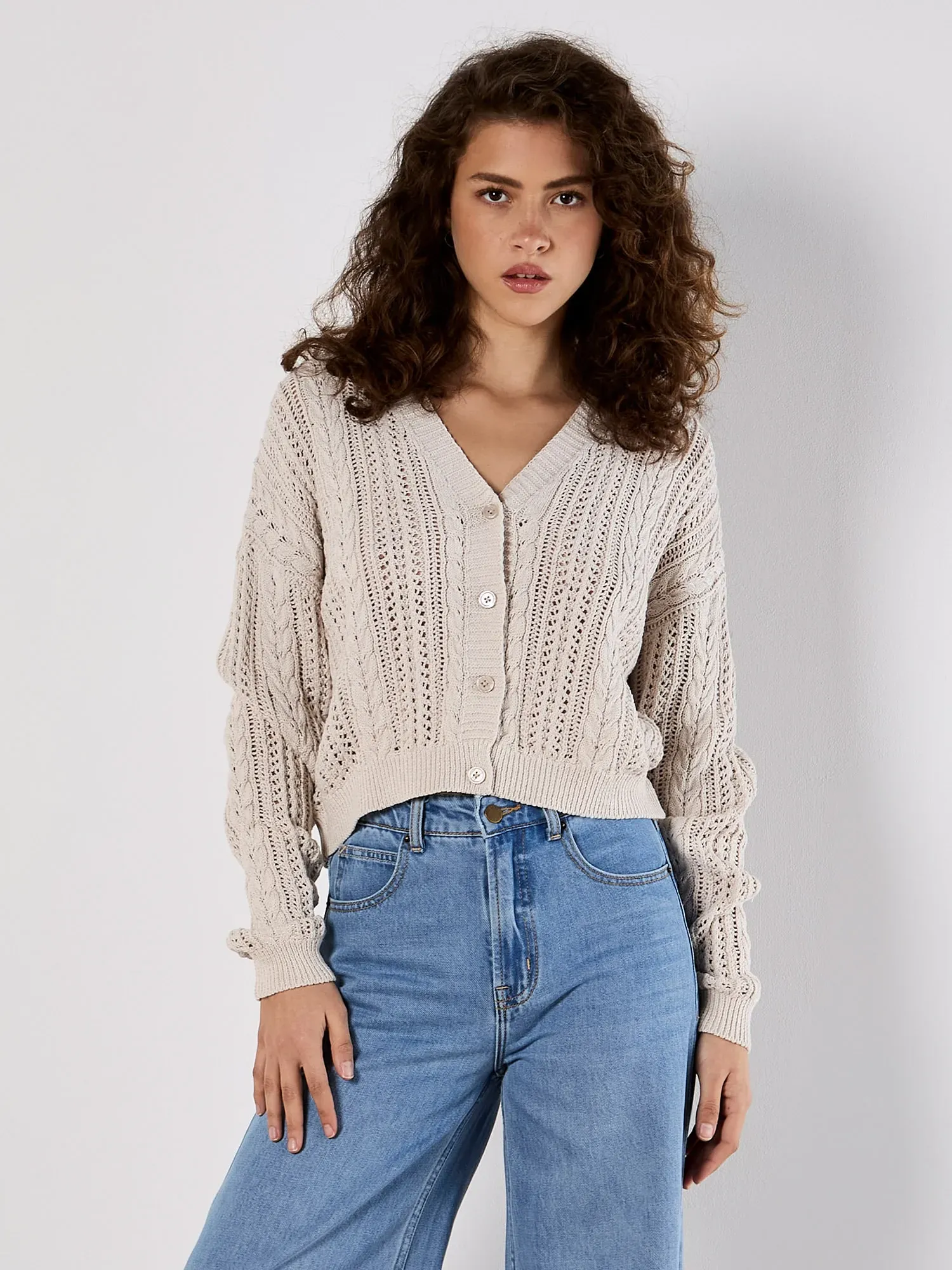 Ajourstrickjacke APRICOT 