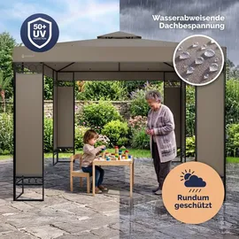 CASARIA Pavillon Lorca 3 x 3 m inkl. Seitenteile Taupe