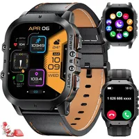 Militär Smartwatch Herren Damen, 1,96 Zoll AMOLED Always on Display Sportuhr mit Bluetooth Anrufe für iOS Android, IP68 Wasserdicht mit Fitnessuhr